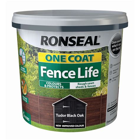 ronseal one coat fence life tudor black oak
